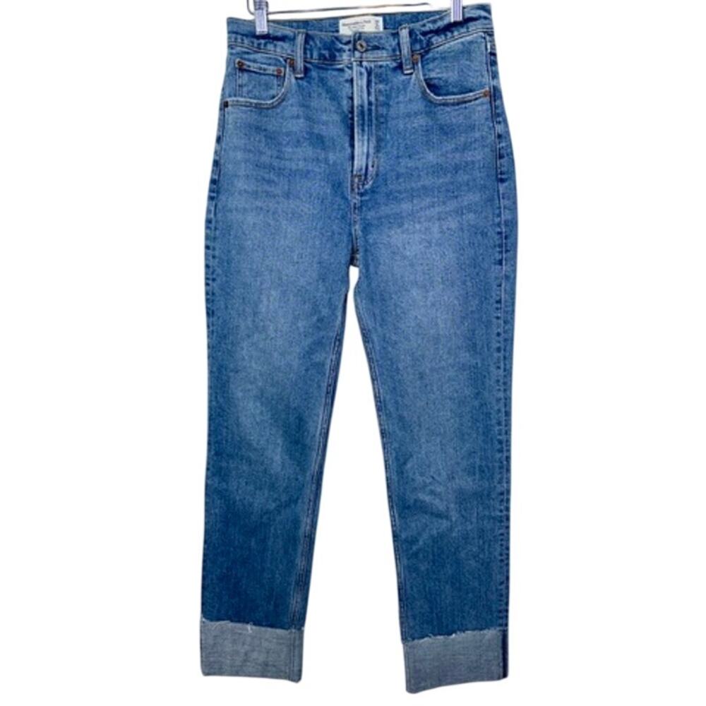 Abercrombie & Fitch Ankle Straight Ultra High Rise Blue Denim Jeans = Size 28 6